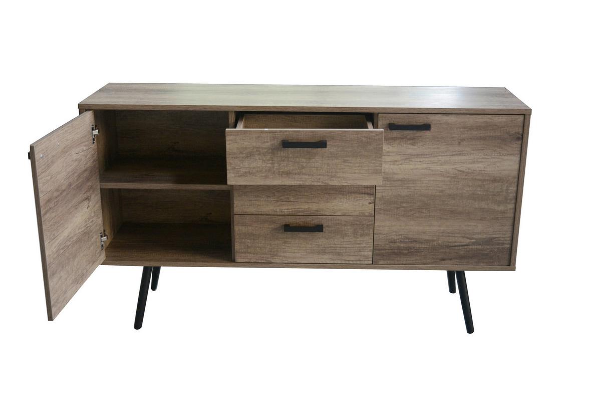 Sideboard Braun B: 150cm - Schwarz/Braun, Design, Holzwerkstoff (150/84/39,5cm) - Livetastic