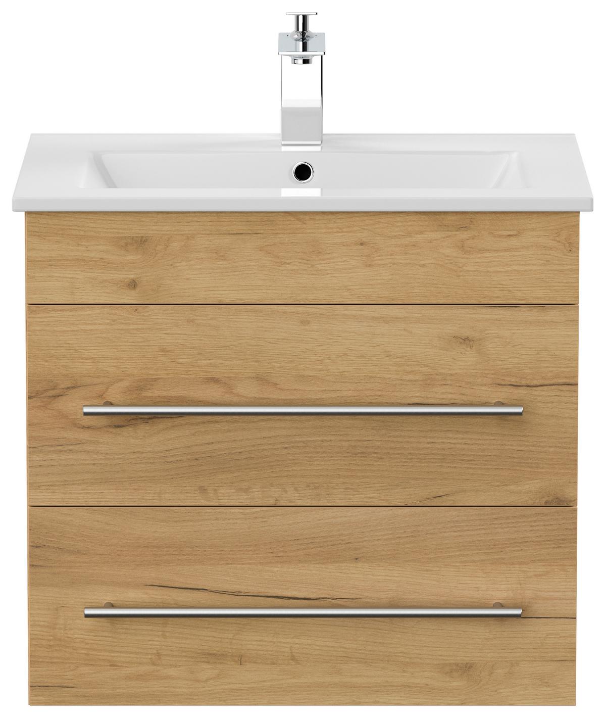 Waschtischkombi Apollo Eichefarben B: 61,5 cm - Eichefarben/Weiß, Basics, Keramik/Holzwerkstoff (61,5/56/46,5cm) - MID.YOU