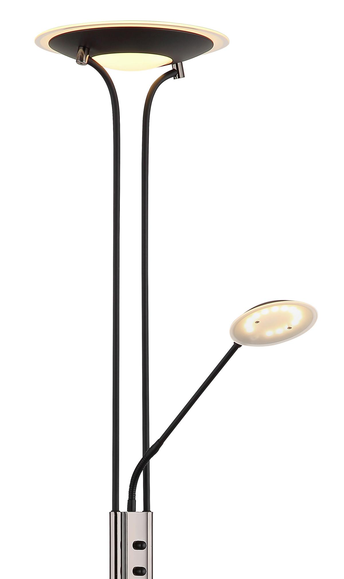 LED-Stehleuchte Tamika Schwarz Chromfarben D: 30 cm - Klar/Chromfarben, KONVENTIONELL, Glas/Kunststoff (30/180cm) - Globo