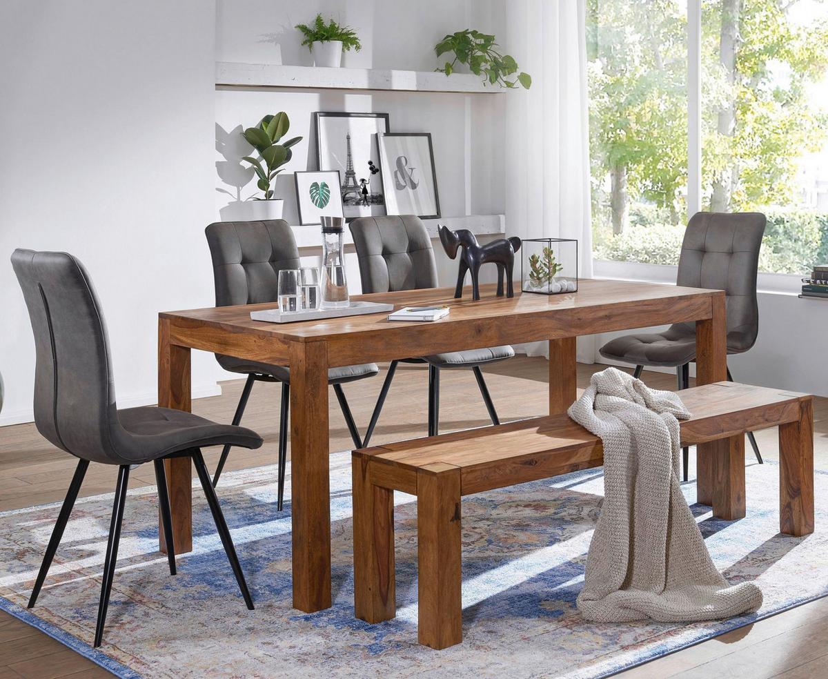 Sitzbank Mumbai Sheeshamholz Massiv, B: 180cm - Sheeshamfarben, MODERN, Holz (180/45/35cm) - MID.YOU