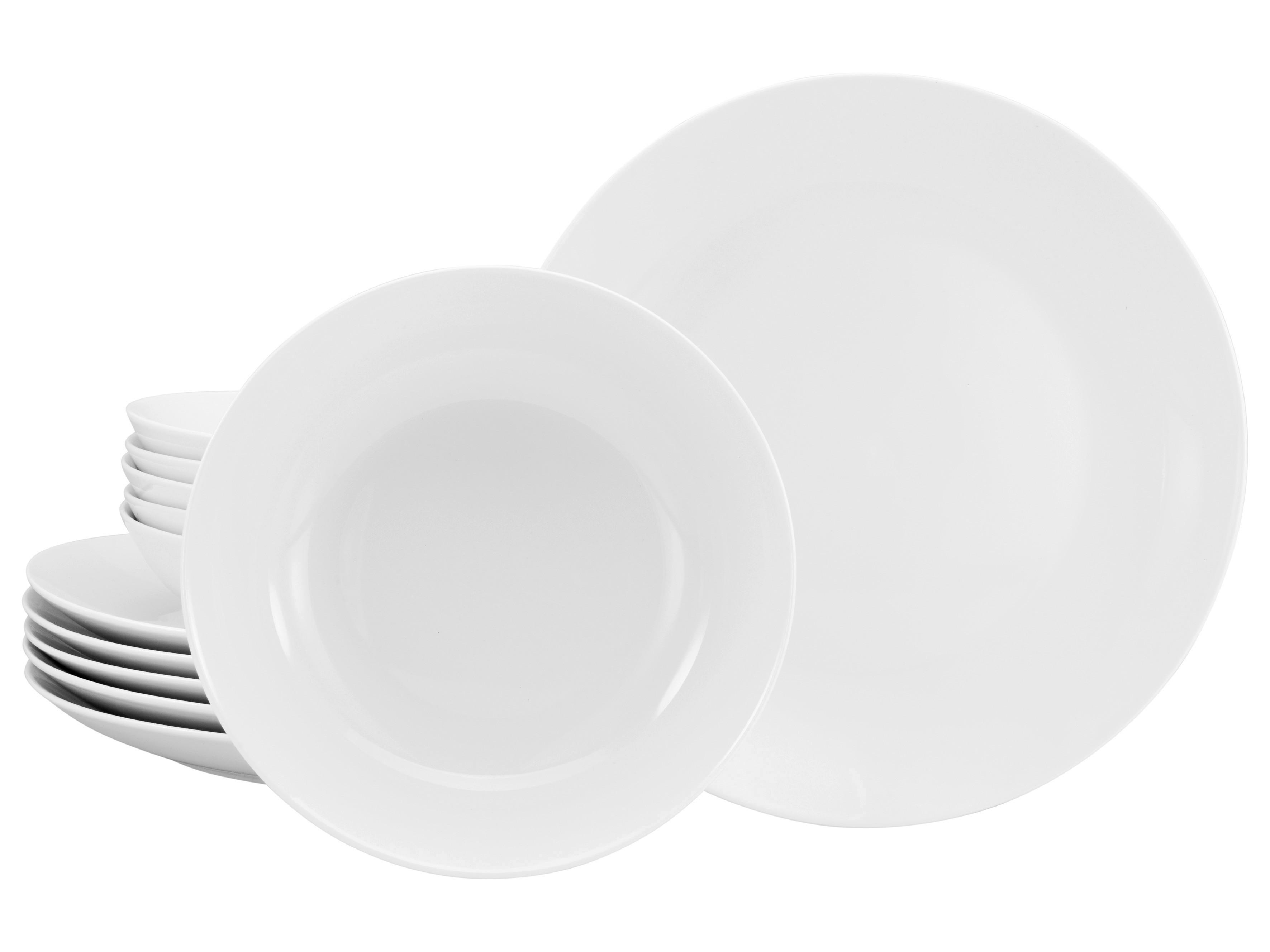 Tafelservice Luna 12--Teilig., Weiß - Weiß, Basics, Keramik - Creatable