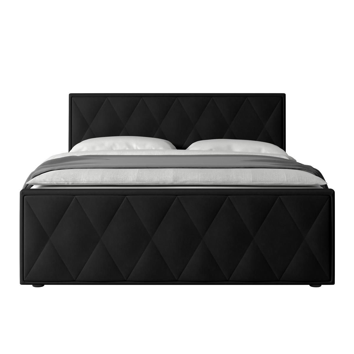 Boxspringbett mit Bettkasten Porto 180x200 cm Schwarz - Schwarz, MODERN, Holzwerkstoff/Kunststoff (180/200cm) - MID.YOU
