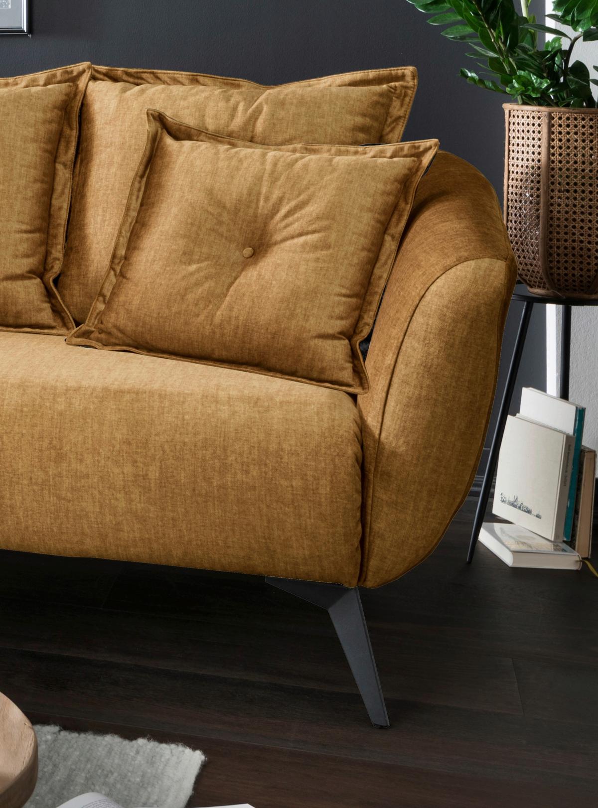 Ecksofa Baggio Mit Kissen Textil Gelb - Gelb/Schwarz, MODERN, Holz/Textil (162/277cm) - Livetastic