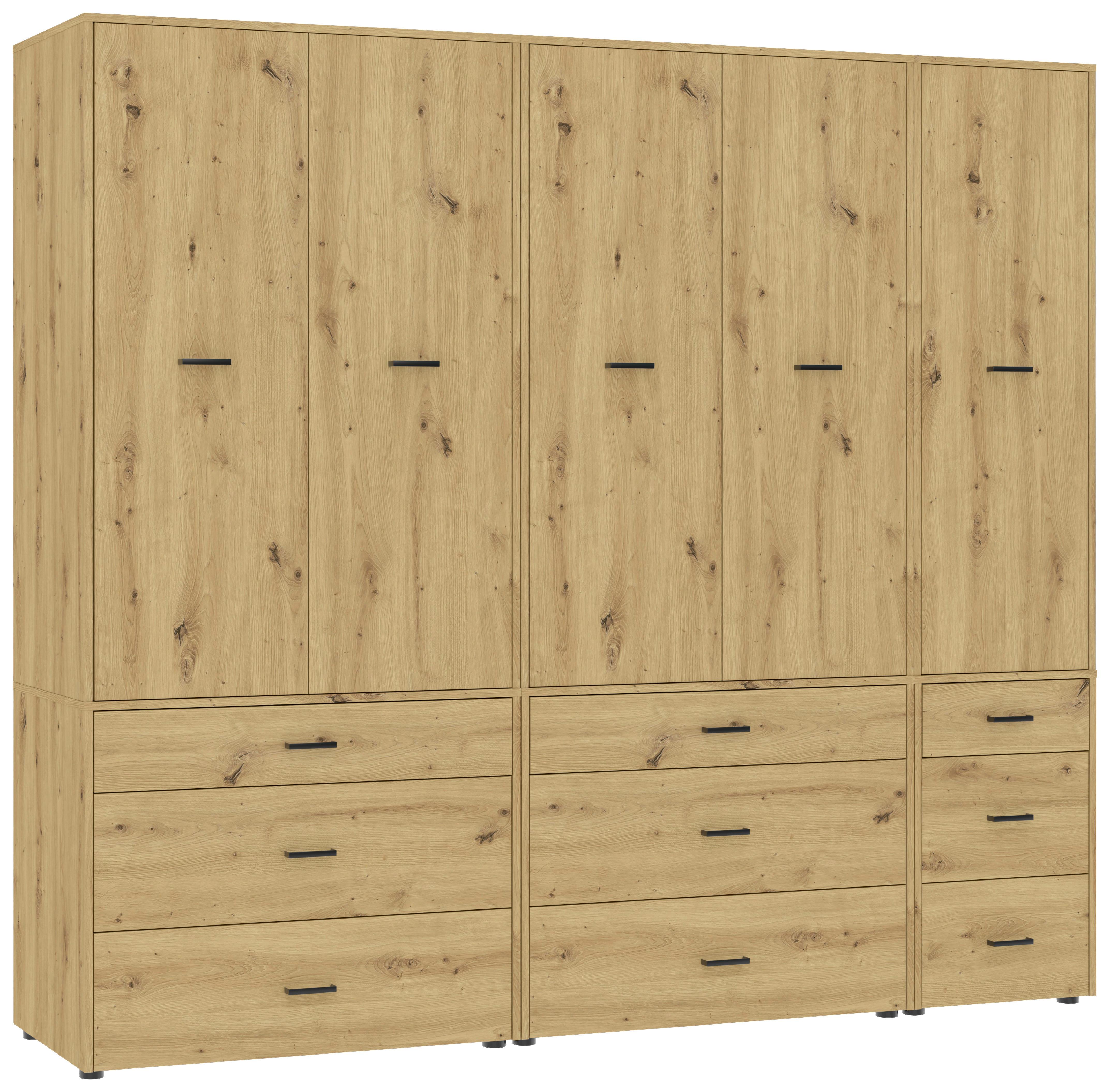 Kleiderschrank Kivo Eiche Artisan, B: 225 cm - Eiche Artisan, Basics, Holzwerkstoff (225/199,6/52,1cm)