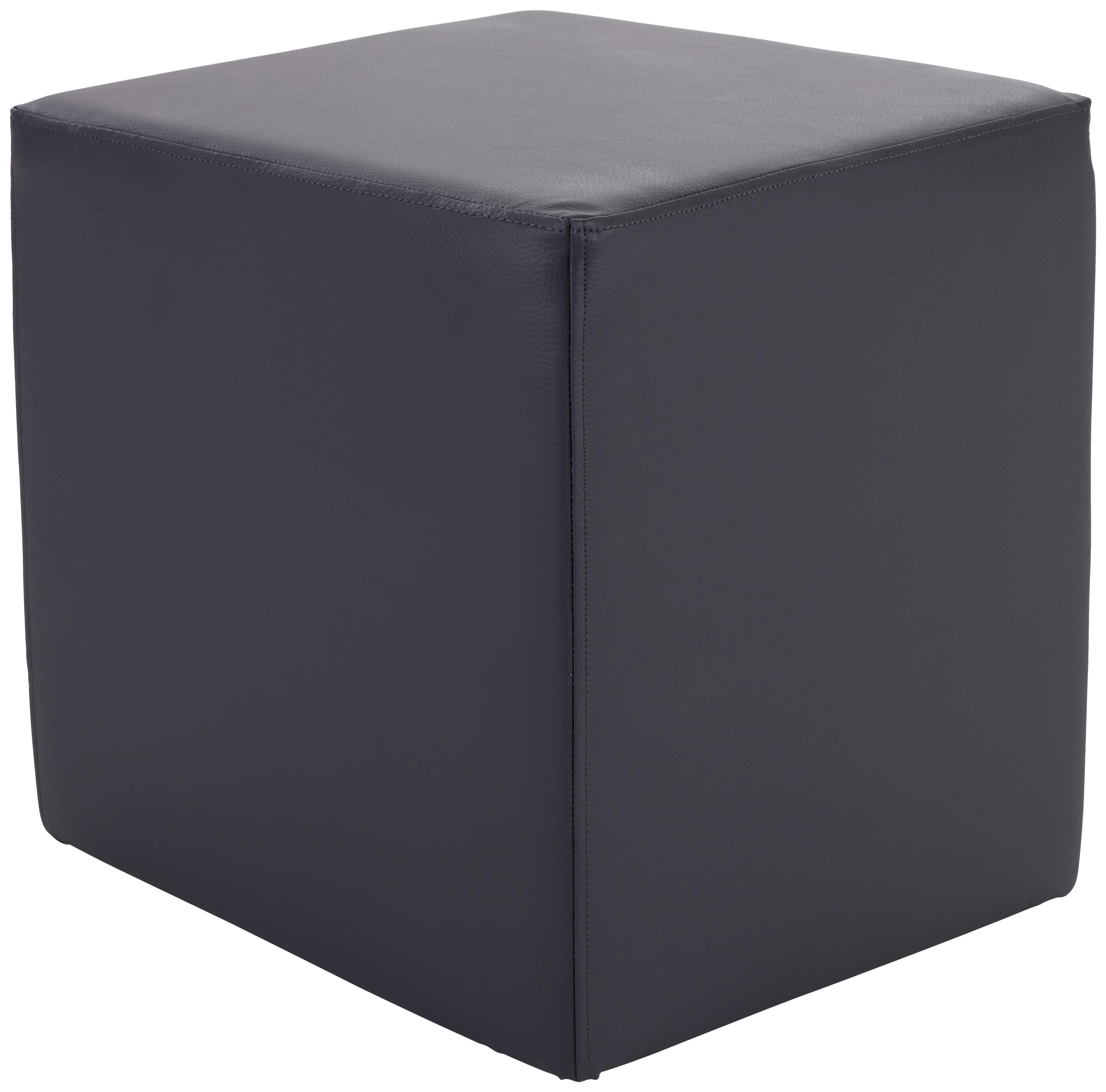 Hocker Betty Lederlook Grau H: 45 cm Würfelförmig - Grau, Basics, Textil (45/45/45cm) - Ondega