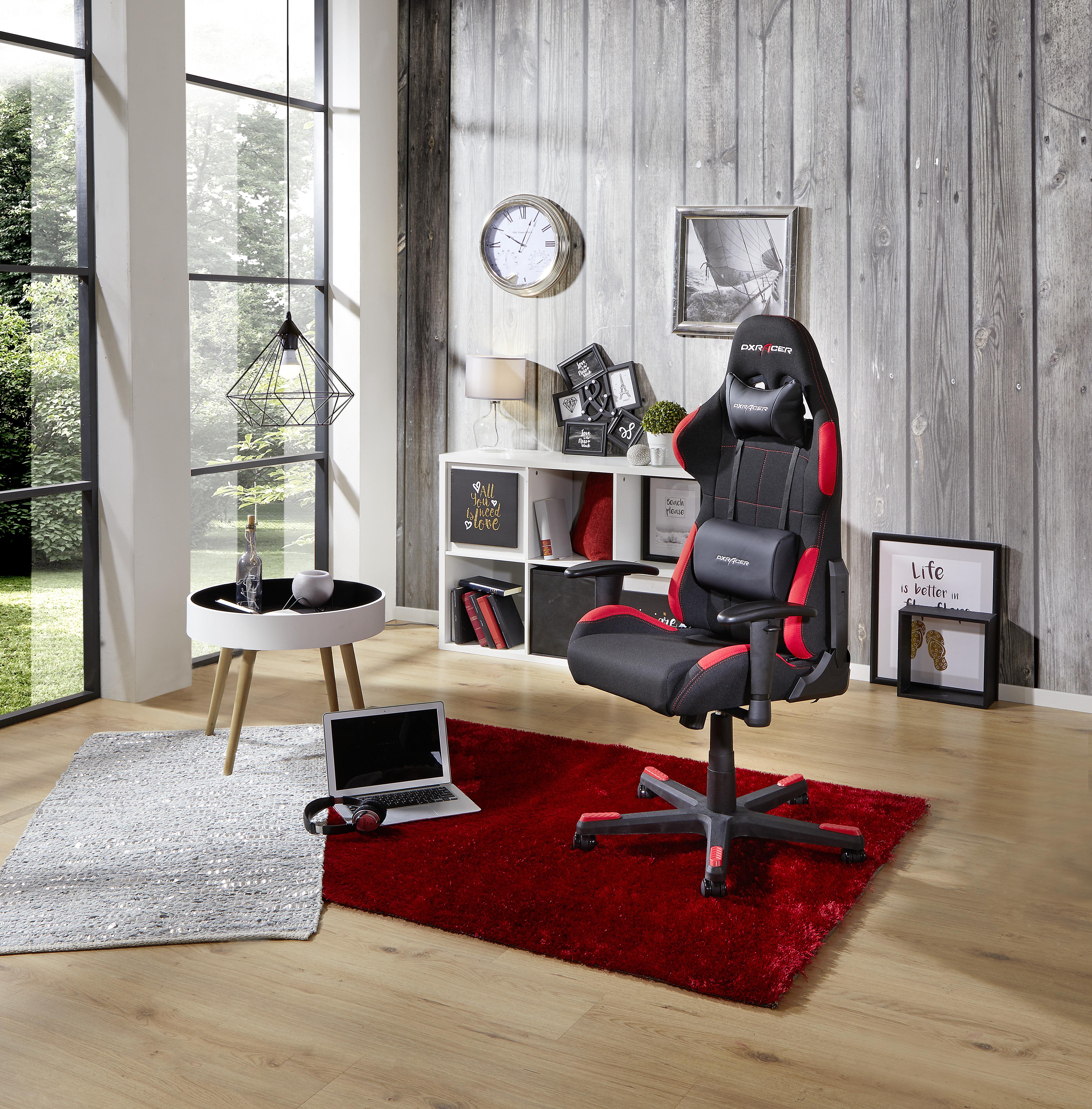 Gaming Stuhl Dxracer 1 Mit Rückenkissen, Schwarz/Rot - Rot/Schwarz, MODERN, Kunststoff/Textil (65/123-132/65cm) - Dxracer