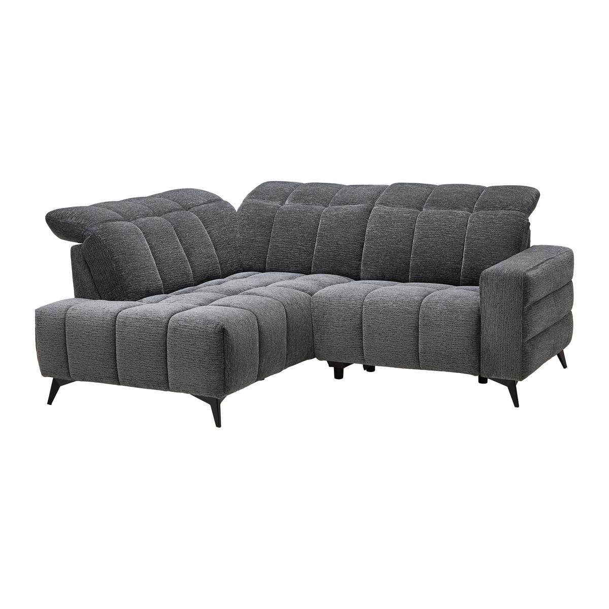 Rohová sedačka PARIS, levá, tmavě šedá, el.relax.funkce - černá/tmavě šedá, Konvenční, kov/dřevo (182/215cm) - Mömax