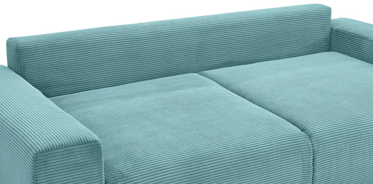 Schlafsofa Vouge Mintgrün Bettkasten, B: 255 Cm - Buchefarben/Schwarz, KONVENTIONELL, Textil (255/86/123cm) - Livetastic