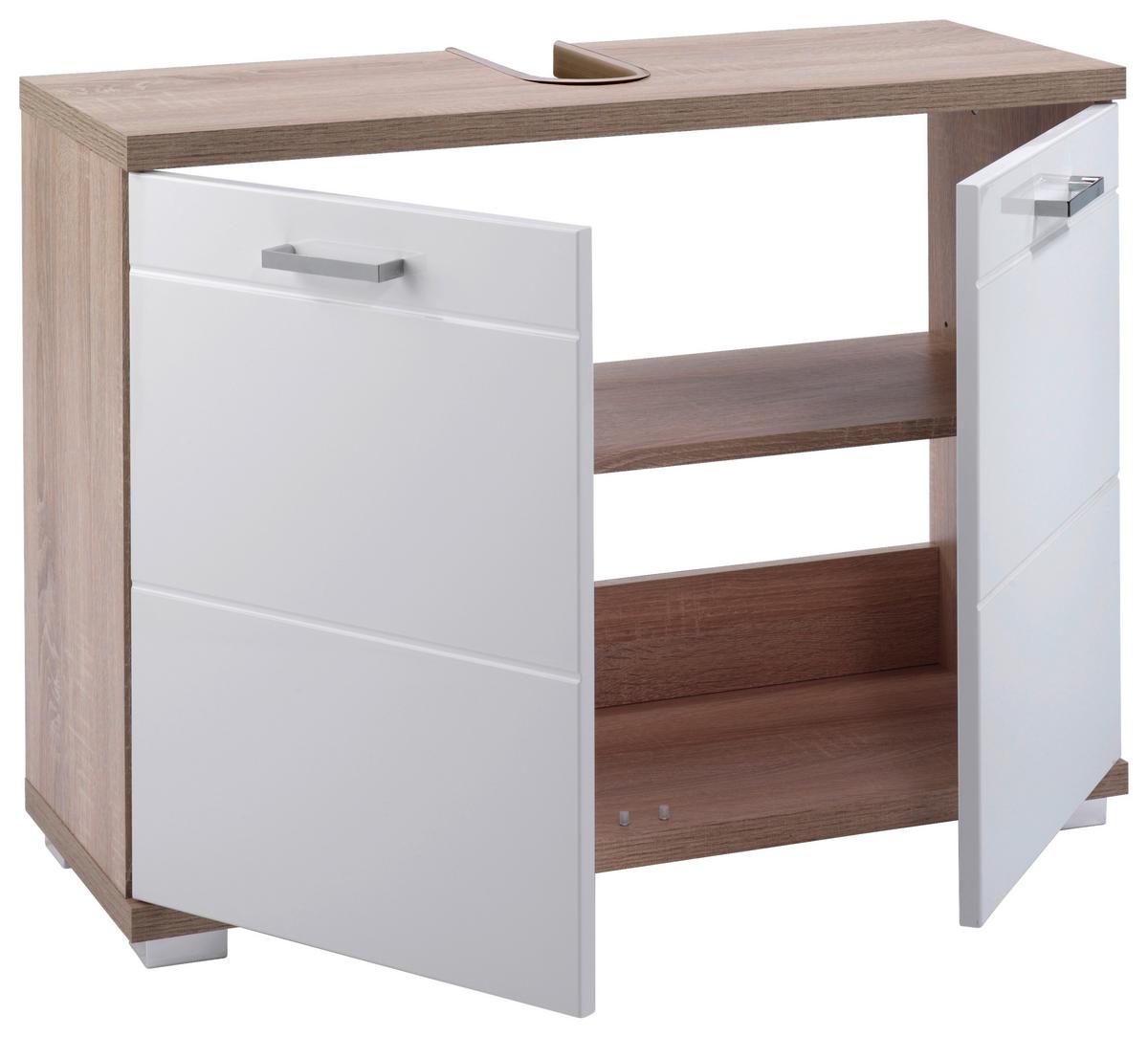 Waschbeckenunterschrank Nebraska B: 80cm Weiß - Chromfarben/Weiß, LIFESTYLE, Holzwerkstoff (80/59/31,5cm) - MID.YOU