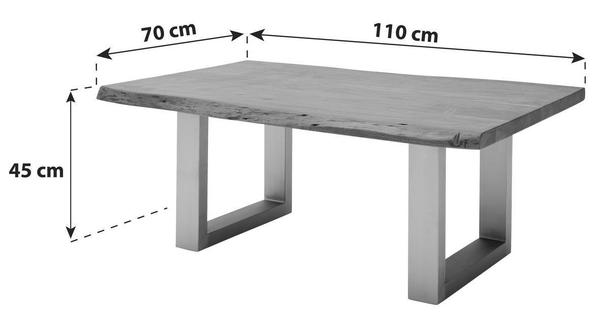 Couchtisch Holz Massiv Cartagena Akazie/anthrazit - Anthrazit/Akaziefarben, MODERN, Holz/Metall (110/45/70cm)