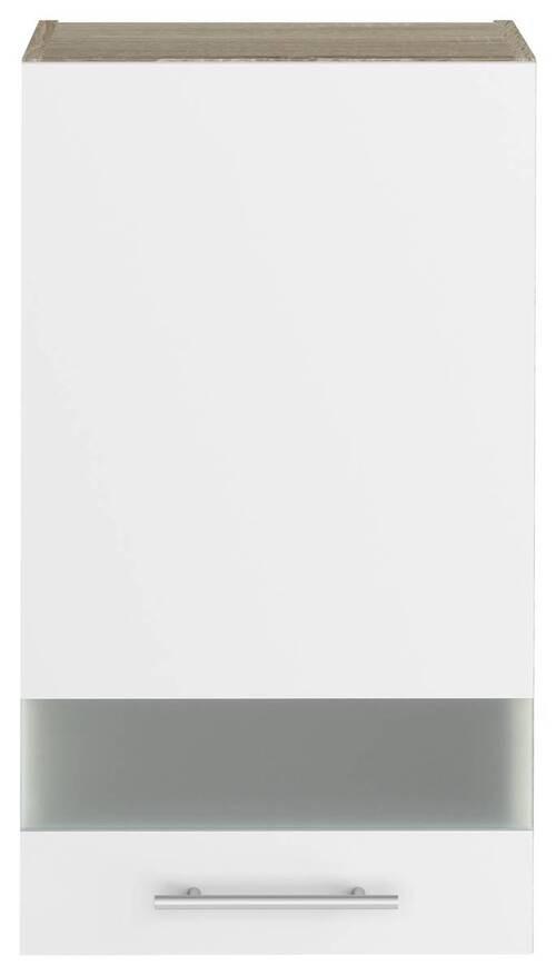Felsőszekrény Corina - Sonoma tölgy/fehér, Modern, műanyag/Üveg (40/72,4/34,6cm)