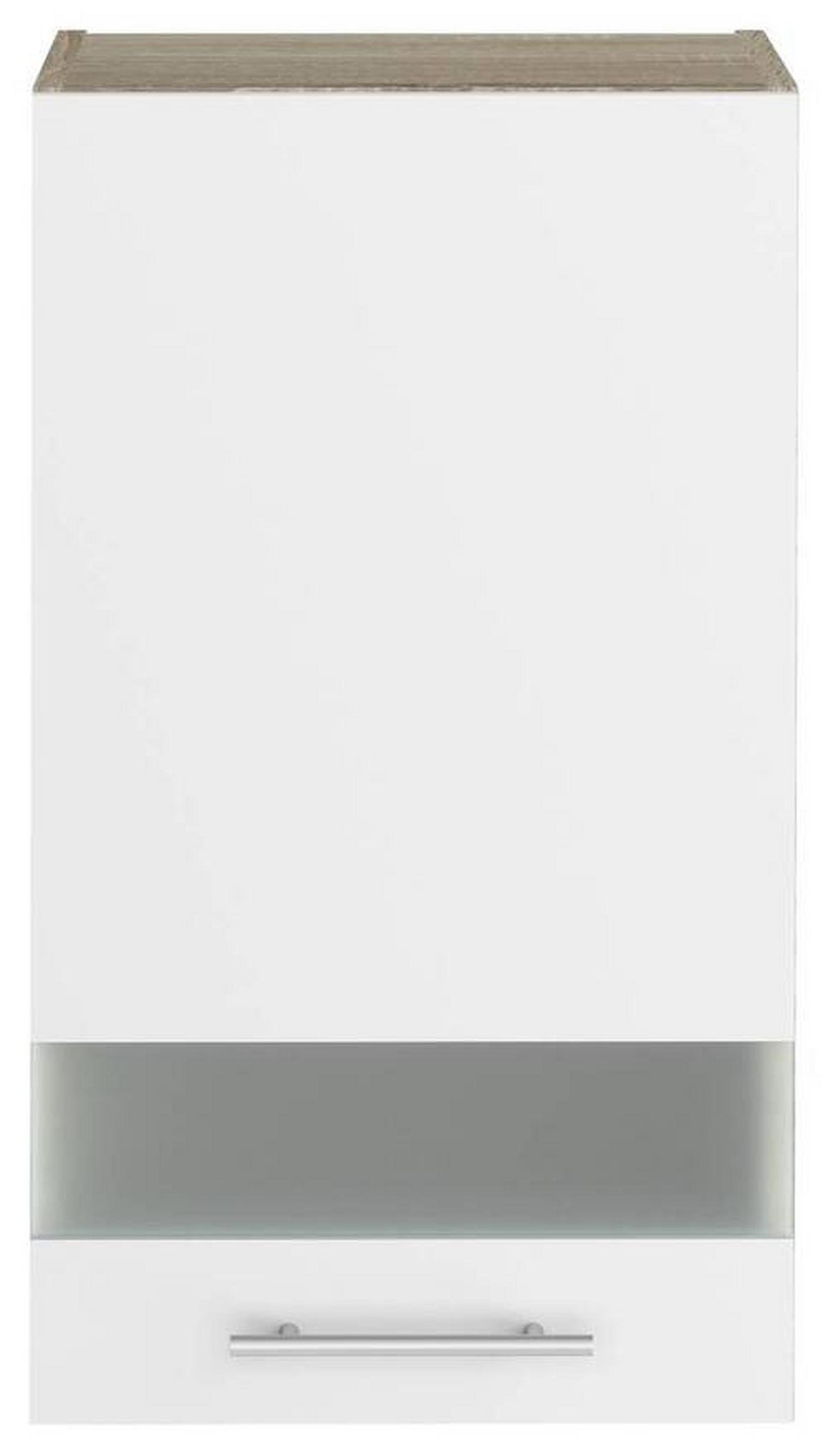 Felsőszekrény Corina - Sonoma tölgy/fehér, Modern, műanyag/Üveg (40/72,4/34,6cm)
