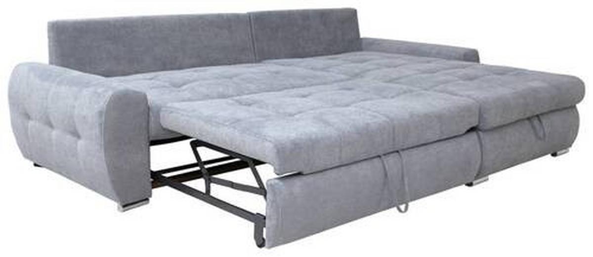 Ecksofa Mit Schlaffunktion Solar Hellgrau 277x175 Cm - Chromfarben/Hellgrau, Design, Textil (277/175cm) - Livetastic