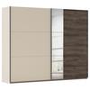 Schwebetürenschrank Sajo-extra 218cm, Champagner - Eiche dunkel/Klar, Trend, Holzwerkstoff (218/210/59cm)
