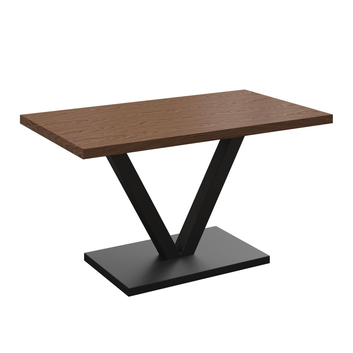 Jedálenský stôl Loca, 140 - čierna/farba vlašského orecha, Modern, kov/drevo (140/76/80cm) - Bessagi Home