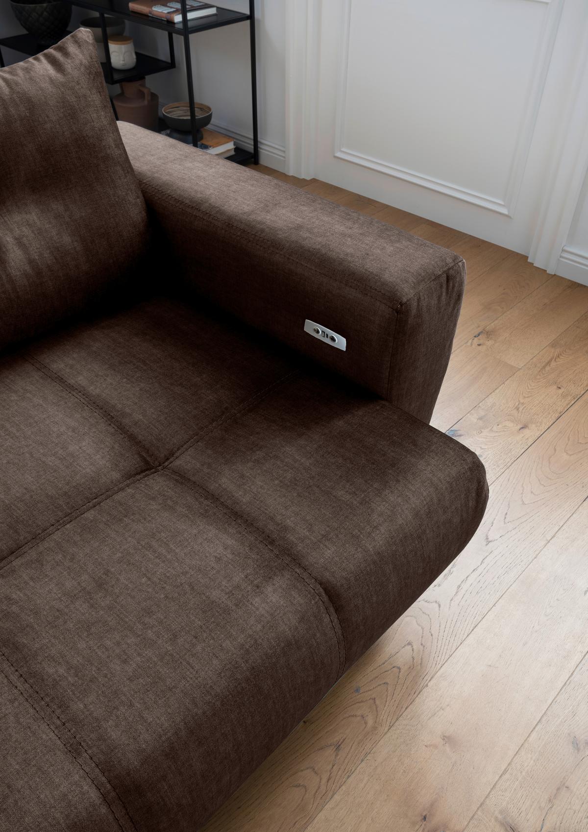 Ecksofa Restato Dunkelbraun S: 177x246 cm - Dunkelbraun/Schwarz, MODERN, Textil (177/246cm) - MID.YOU