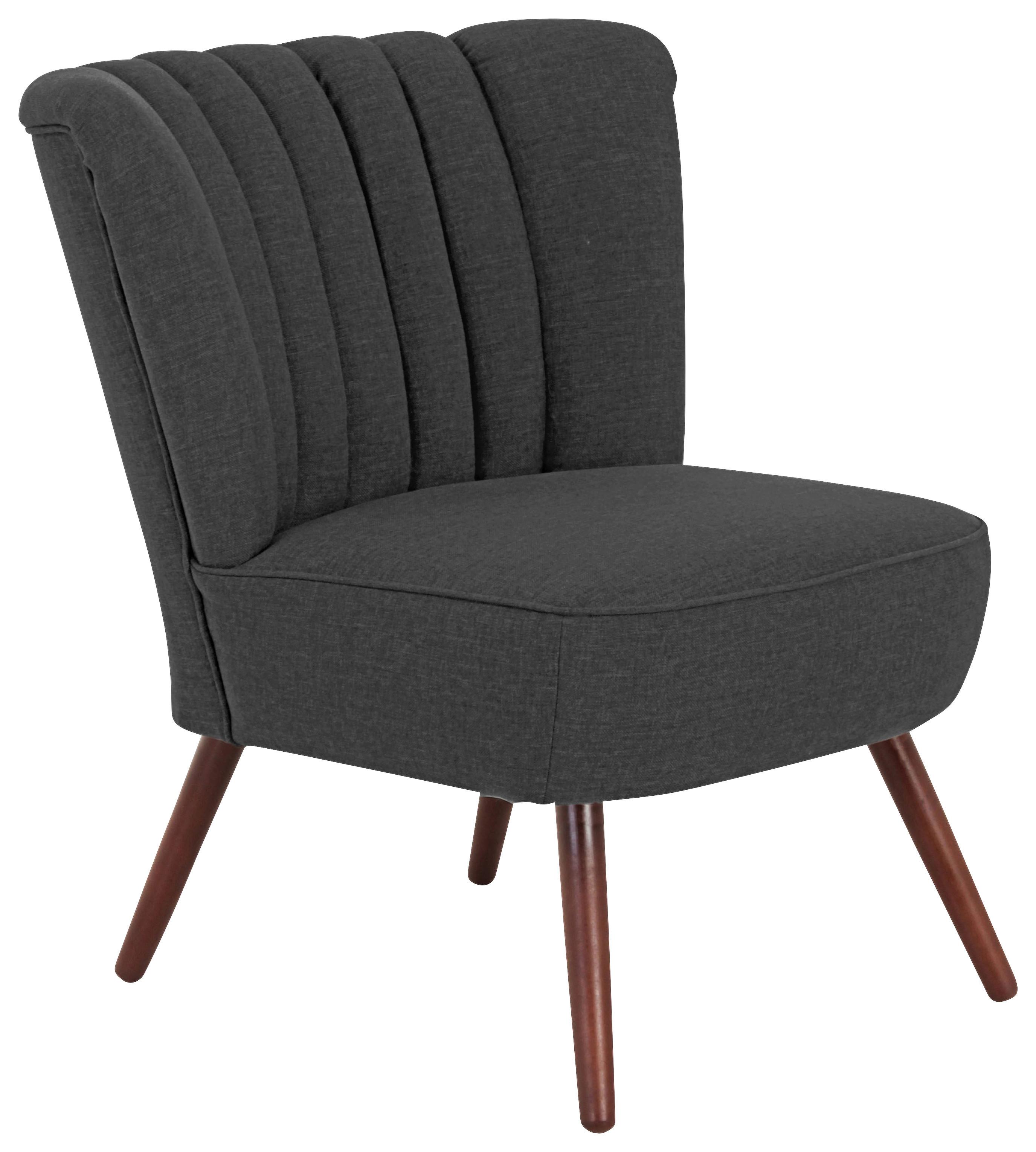 Polsterstuhl Alessandro Schwarz, Holz-Beine - Nussbaumfarben/Schwarz, Design, Textil (70/80/66cm) - Max Winzer