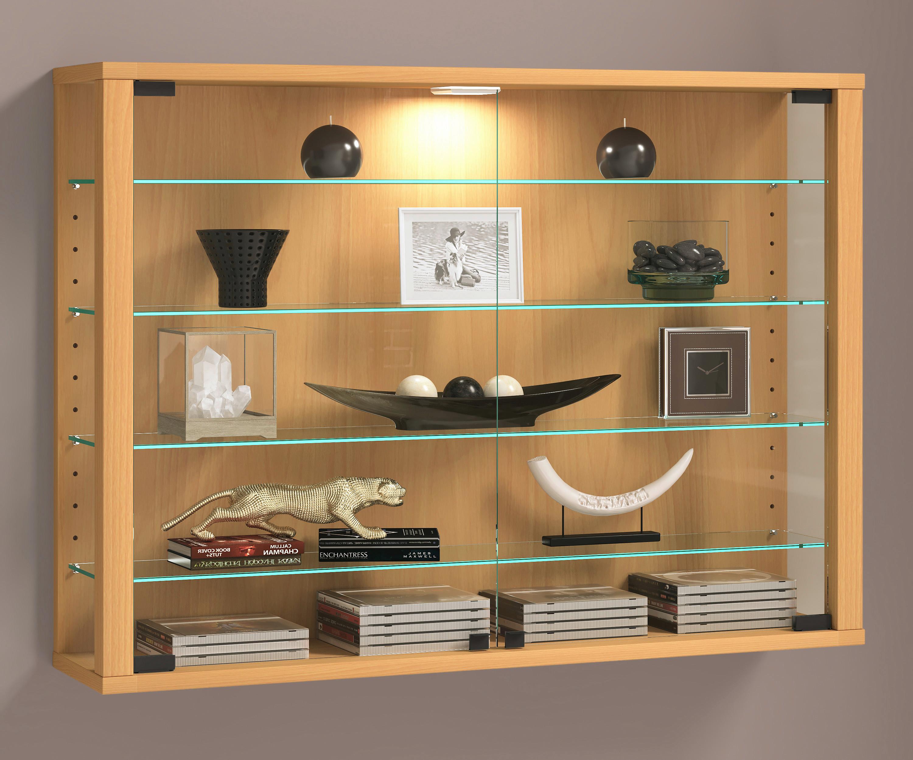 Hängevitrine Vitrosa Buche Dekor B: 83 cm - Buchefarben, Design, Glas/Holzwerkstoff (83/60/18cm) - MID.YOU