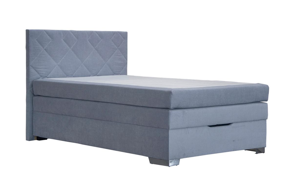 Boxspring postel JOHANA 140x200, šedě modrá - modrá/barvy stříbra, Konvenční, dřevo (140/200cm)