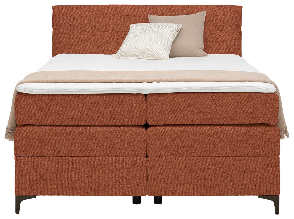 Boxspringová postel BARI 140/200, terakotová - černá/terracotta, Konvenční, kov/textil (140/200cm) - Mömax