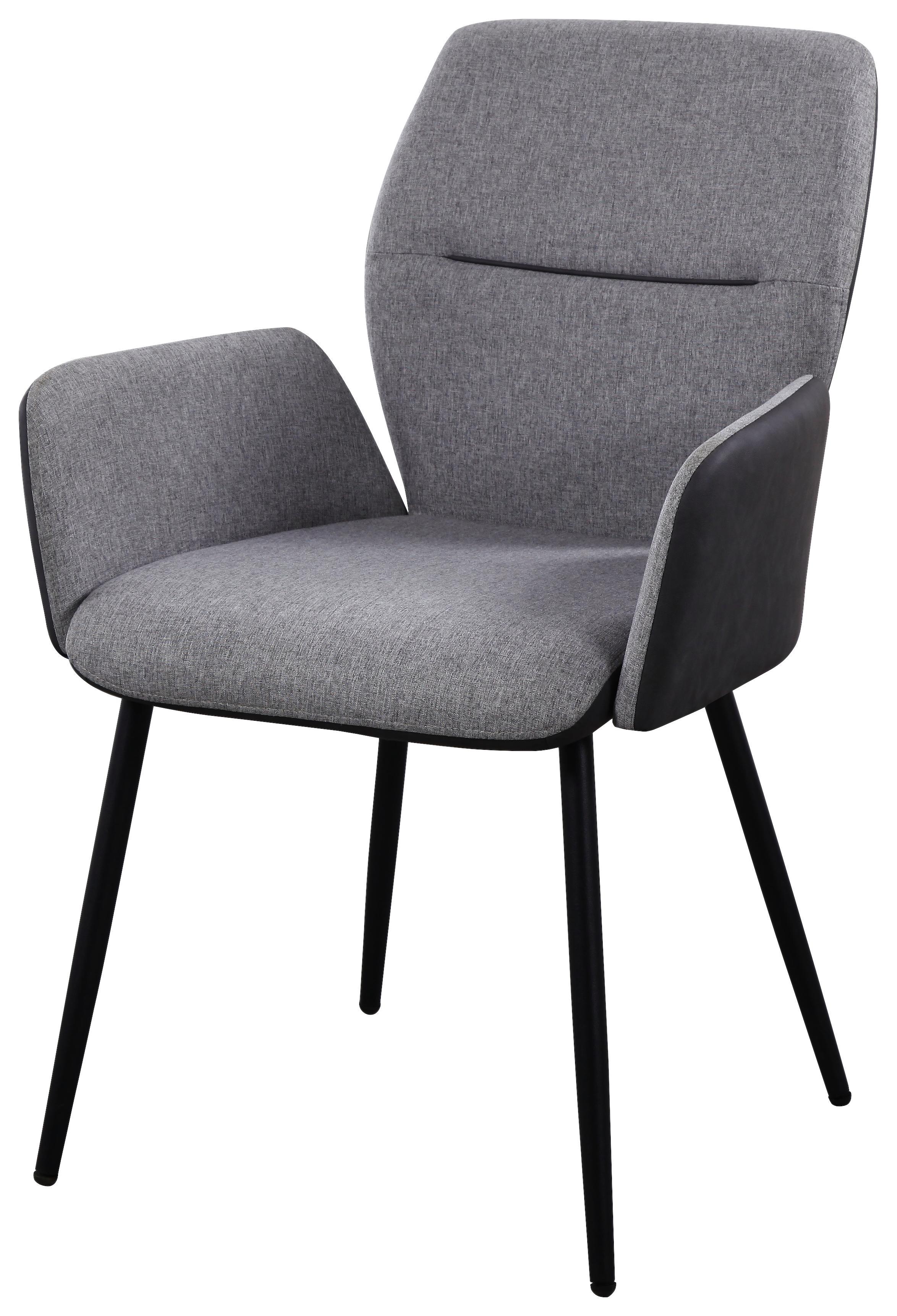 Stuhl Amalfi B: 57cm Dunkelgrau/Grau - Dunkelgrau/Schwarz, MODERN, Textil/Metall (61/87,5/63cm) - Luca Bessoni