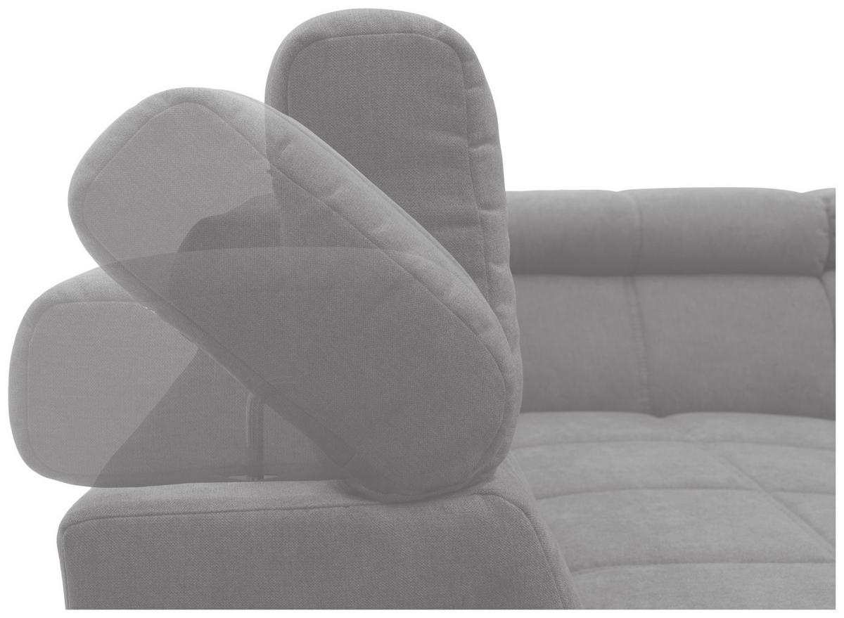 Wohnlandschaft Brandon Kopfteilverstellung Silber - Silberfarben/Schwarz, Design, Textil (228/359/175cm) - MID.YOU