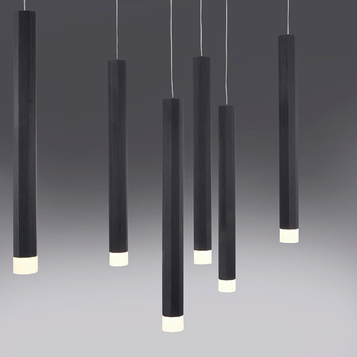LED-Hängeleuchte Bruno H: 120 cm 10-Flammig - Schwarz, Design, Kunststoff/Metall (89/30/120cm)