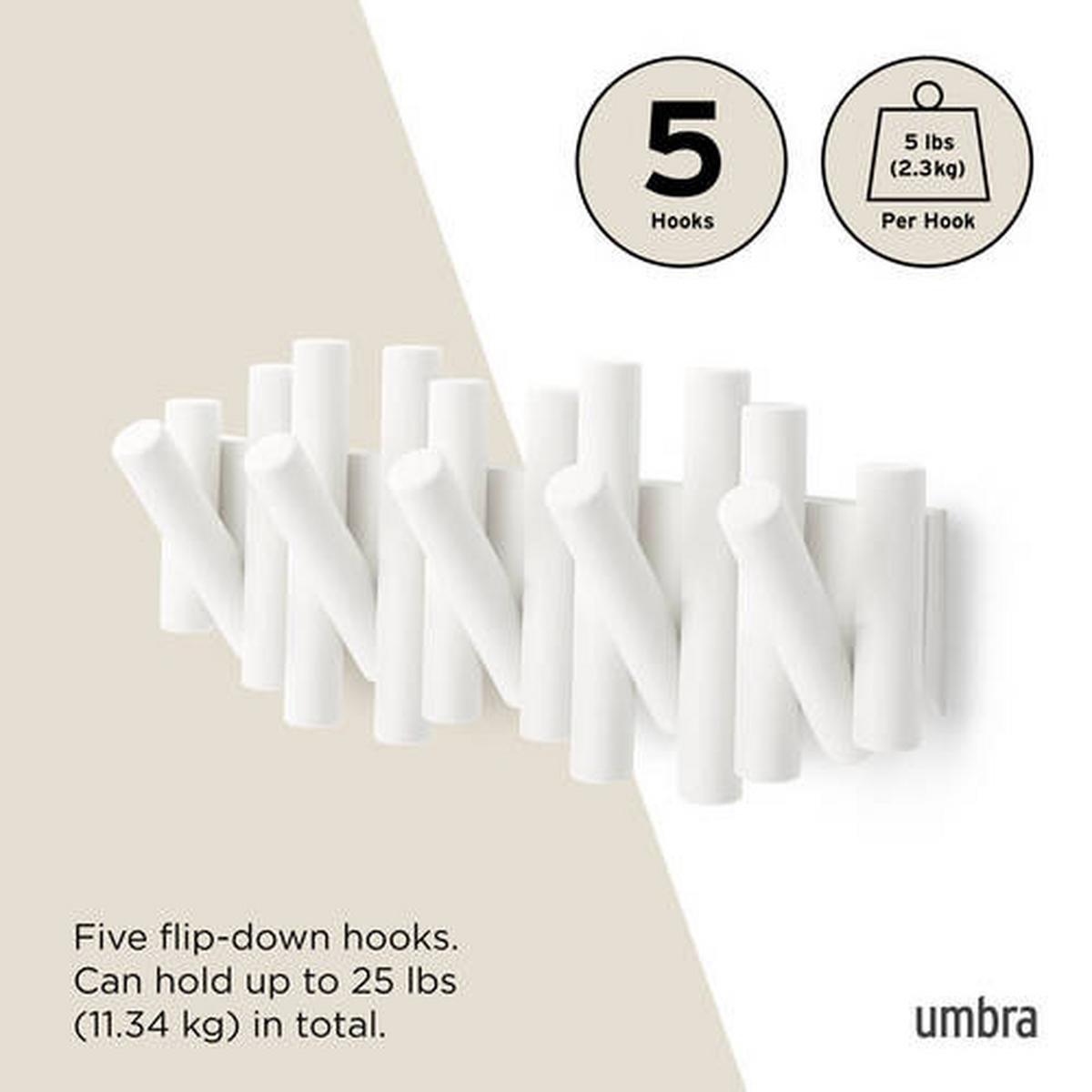 NÁSTENNÝ VEŠIAK PICKET - biela, Konventionell, kov/drevo (40/5/18cm) - Umbra