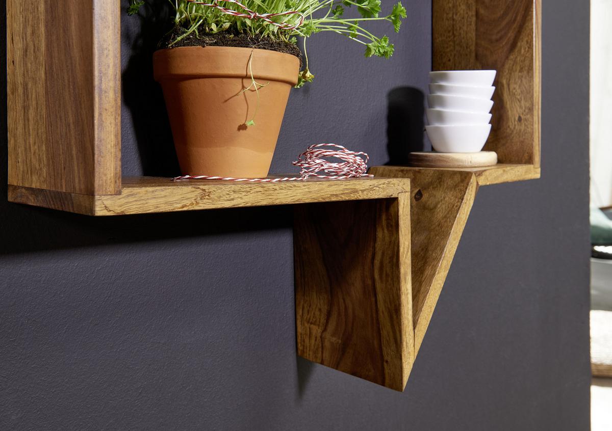 Wandregal-Set Mumbai 50 cm Sheesham - MODERN, Holz (50/49/13cm) - MID.YOU