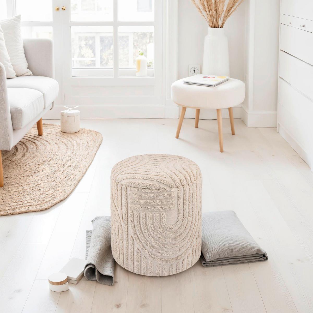 Hocker Beige B: 40cm - Beige, Basics, Textil (40cm) - Livetastic