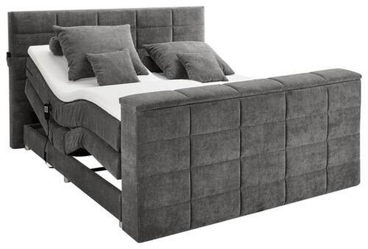 Boxspringbett Mit Topper 180x200 Cm Denver - Dunkelgrau, KONVENTIONELL, Textil (180/200cm) - Carryhome