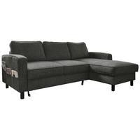 Ecksofa Molly Dunkelgrau S: 228x148 cm - Dunkelgrau/Schwarz, Textil (228/148cm) - MID.YOU