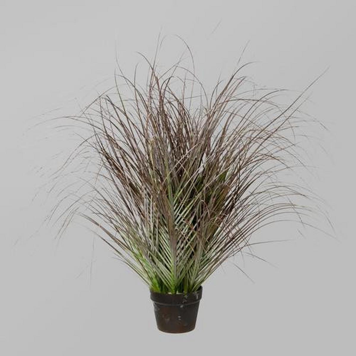 Kunstpflanze Schilfgras Grün H: 95 cm mit Topf - Schwarz/Grün, Trend, Kunststoff (95cm) - P & B