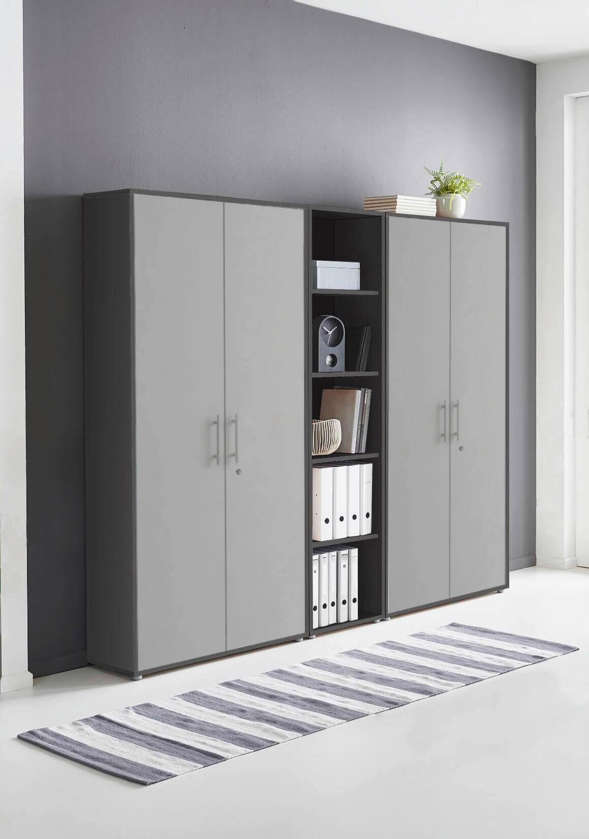 AKTENSCHRANK OFFICE EDITION - SW SET 10 - Anthrazit/Hellgrau, MODERN, Holzwerkstoff (212,9/185,6/33cm) - MID.YOU