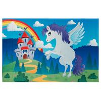 Kinderteppich Einhorn Blau/ Grün Zauberwelt 80x150 Cm - Blau/Hellgrün, Trend, Textil (80/150cm)