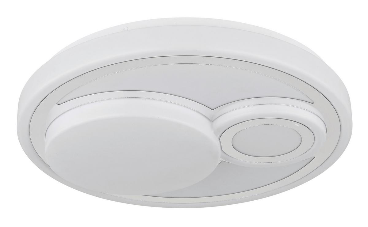 LED-Deckenleuchte 48473  Ruiz - Chromfarben/Opal, Design, Kunststoff/Metall (38/7,5cm) - Globo