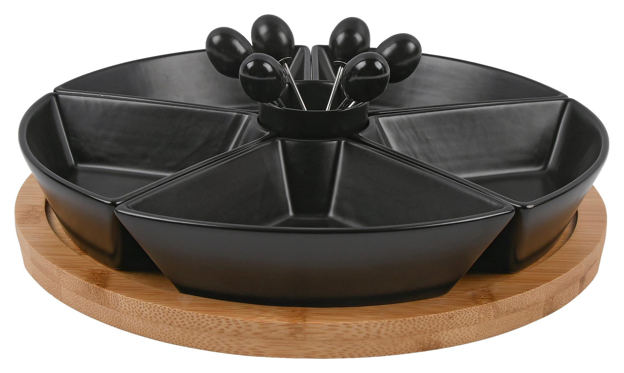 sada misiek na pochutiny TAPAS OLIVES - černá, Moderní, dřevo/keramika (28/28/6cm) - Mömax