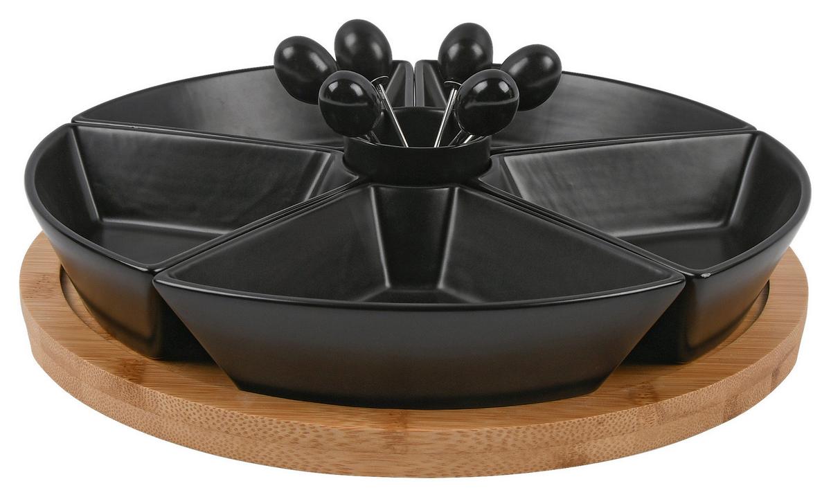 sada misiek na pochutiny TAPAS OLIVES - čierna, Modern, drevo/keramika (28/28/6cm) - Mömax