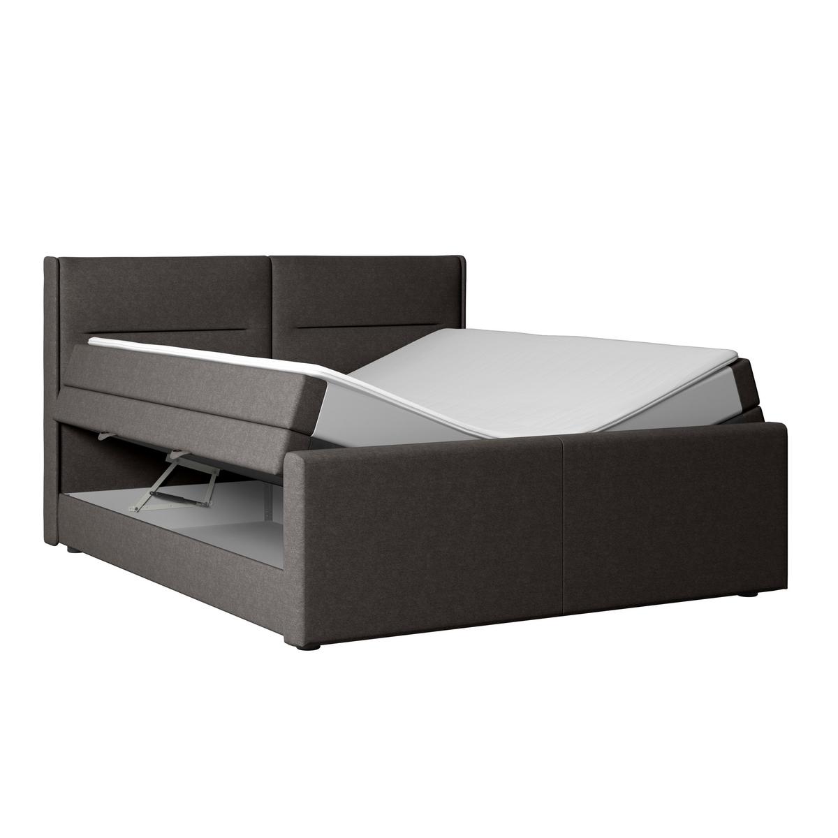 Boxspringbett Mit Bettkasten Kyoto Anthrazit 180x200 - Anthrazit, MODERN, Holz/Kunststoff (180/200cm) - MID.YOU