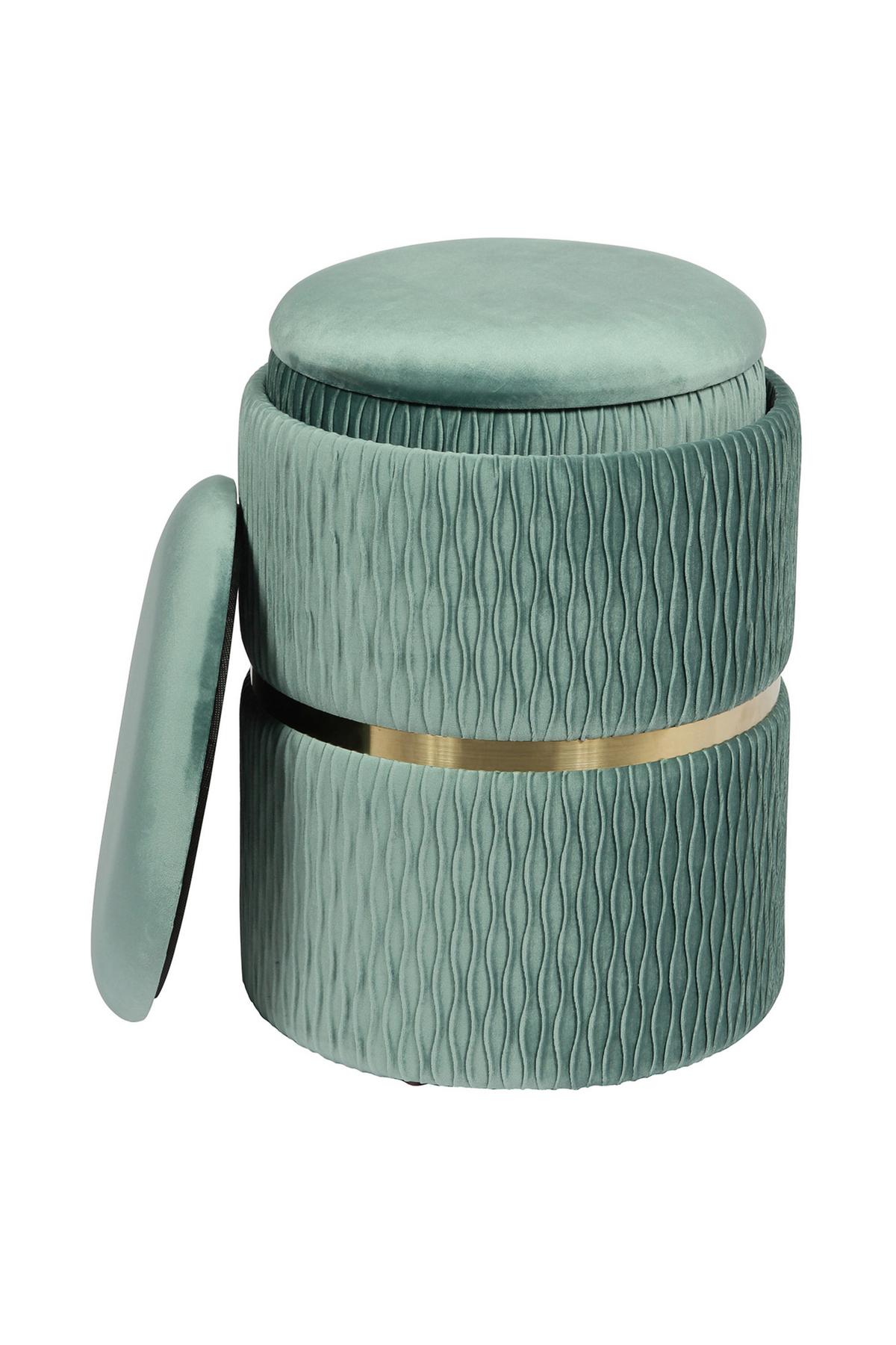 Hocker Zora Grün Polyester, D: 31,5 Cm - Goldfarben/Mintgrün, Design, Textil/Metall (31,5/36/38/44/31,5/36cm) - Kayoom