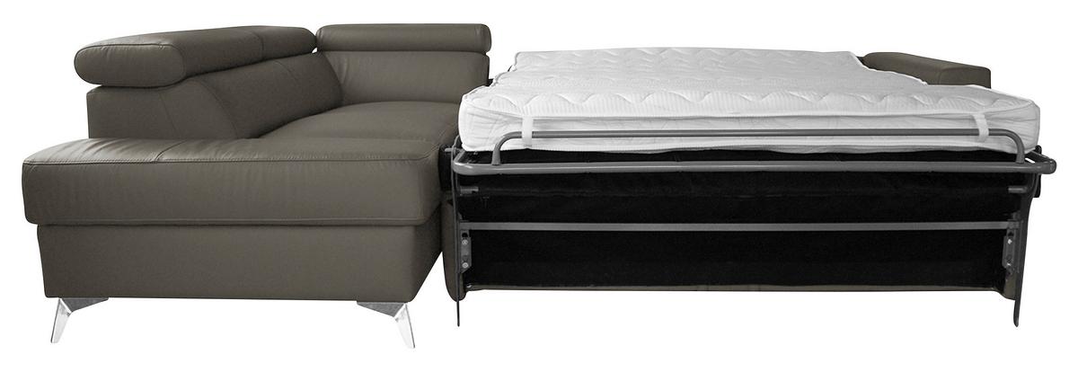 Ecksofa Mondo Schlammfarben S: 208x286 Cm - Chromfarben/Schlammfarben, Design, Leder/Textil (208/286cm) - Livetastic