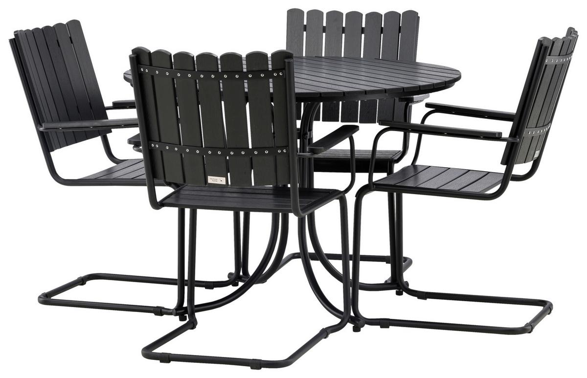Gartentischgruppe Holmsund - Schwarz, KONVENTIONELL, Metall - Gardenson