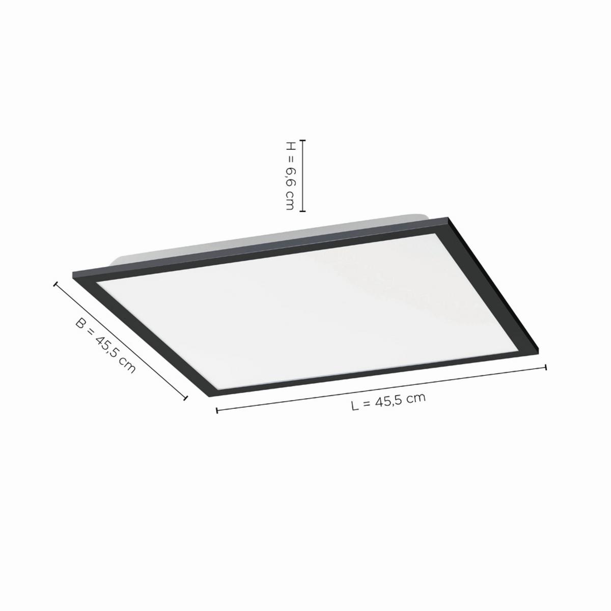 Led-deckenleuchte Flat L: 44,5 Cm Dimmbar Mit Fernbedienung - Schwarz, Basics, Kunststoff/Metall (44,5/44,5/7cm)