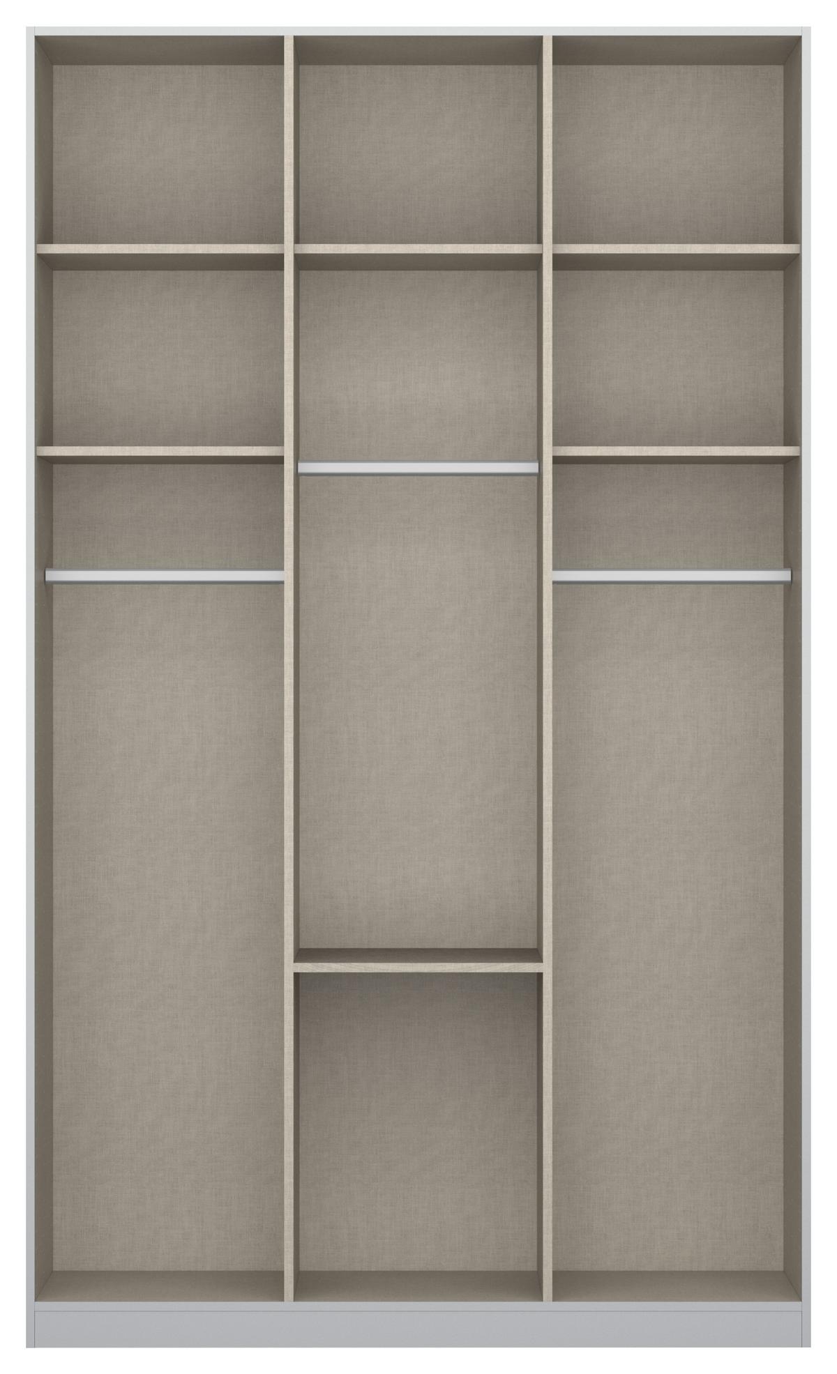 Drehtürenschrank Mit Spiegel + Laden 136cm Alabama Seidengrau - Silberfarben/Hellgrau, MODERN, Holzwerkstoff (136/229/54cm)