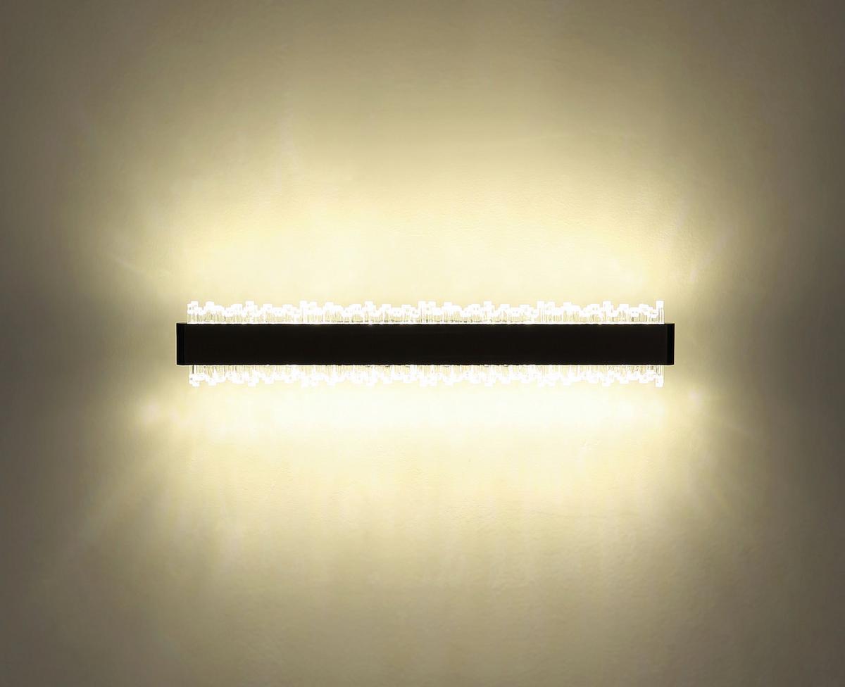 LED-Wandleuchte 4000k, 12w - Klar/Schwarz, Design, Kunststoff/Metall (48/8/4cm) - Globo