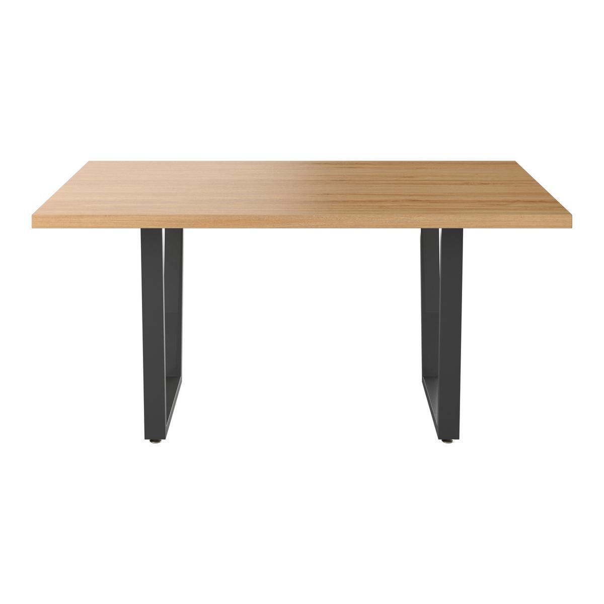 Jedálenský stôl RUDI š: 160 cm - čierna/prírodná farba, Modern, kov/kompozitné drevo (160/75/90cm)