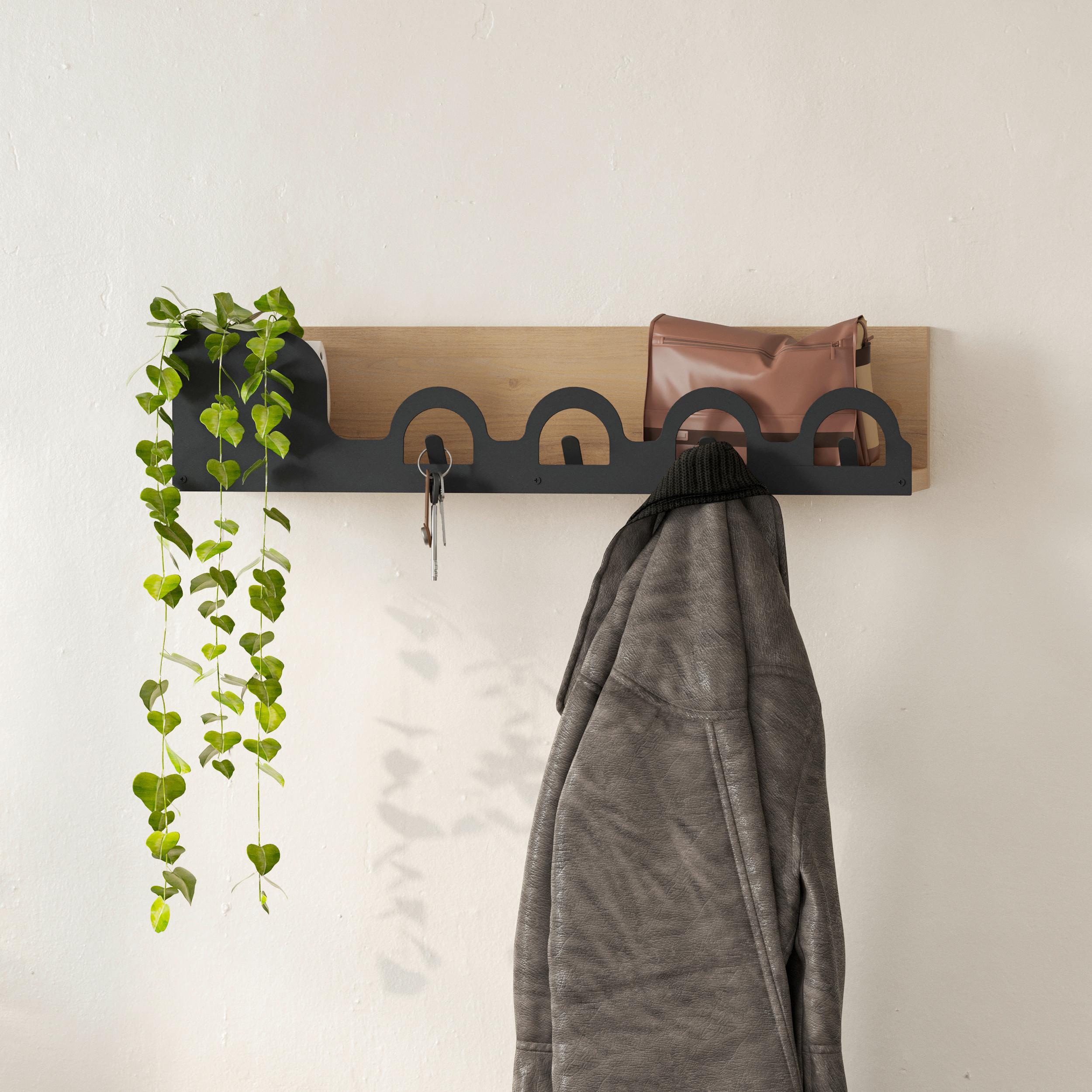 Wandgarderobe Liora, Eiche Dunkel B: 63 Cm - Eiche dunkel, Design, Holzwerkstoff/Metall (63/14/14cm) - Livetastic