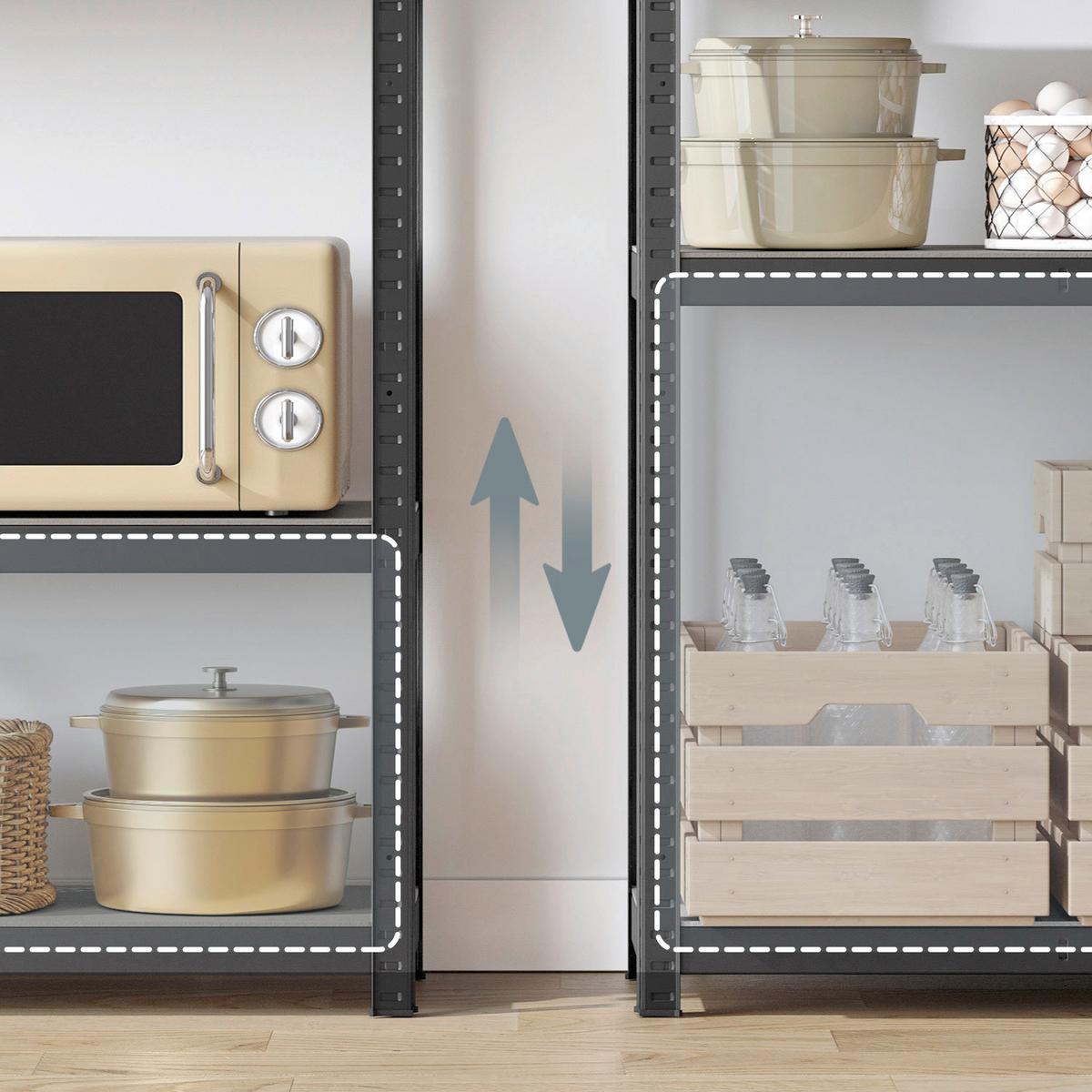 Schwerlastregal Shelving Schwarz B: 120 cm - Schwarz, Basics, Holzwerkstoff/Metall (120/200/60cm)
