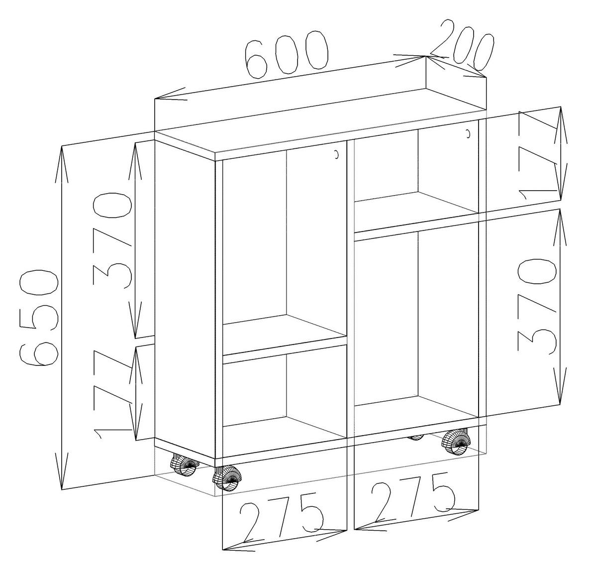 Univerzální vozík, 60/65/20 cm - bílá, Moderní, kompozitní dřevo/plast (60/65/20cm) - MID.YOU