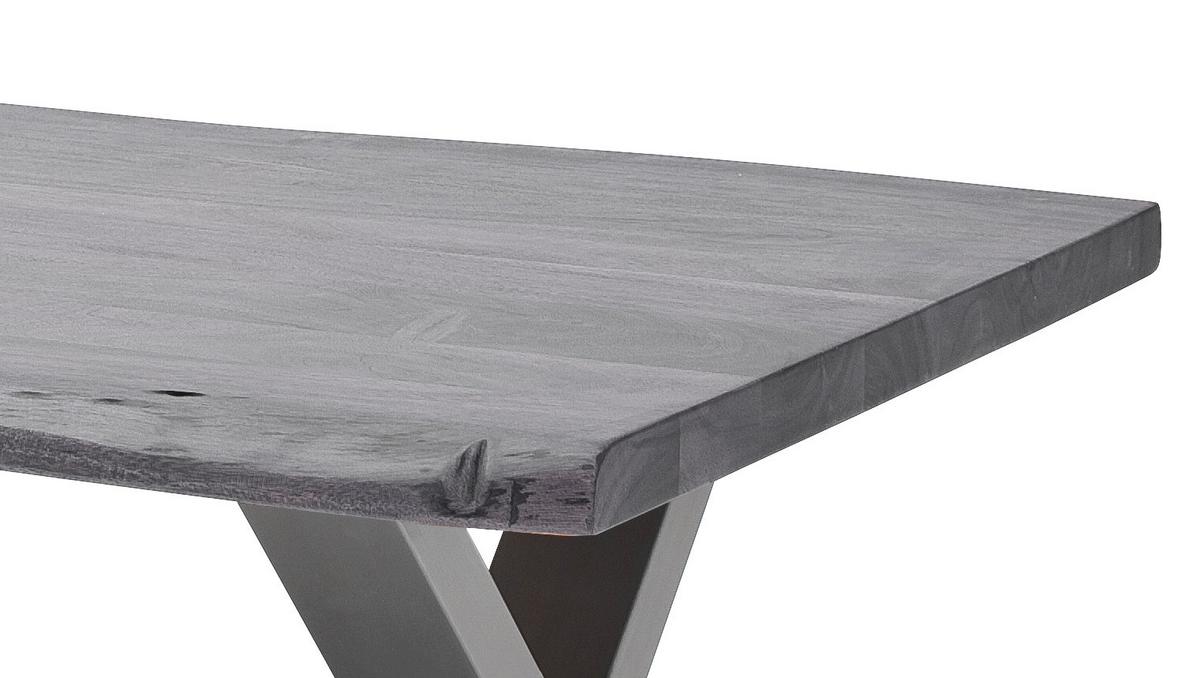 Couchtisch Holz Massiv Cartagena Grau/Edelstahlf. - Edelstahlfarben/Grau, MODERN, Holz/Metall (110/45/70cm)